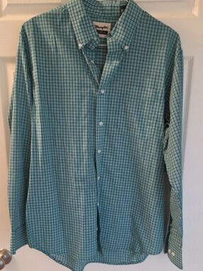 Wrangler Teal Plaid Button-Down Shirt